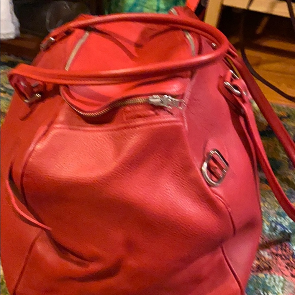 Beautiful red leather weekender or overnight bag